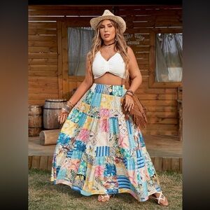 Colorful Patchwork Maxi Skirt NWOT